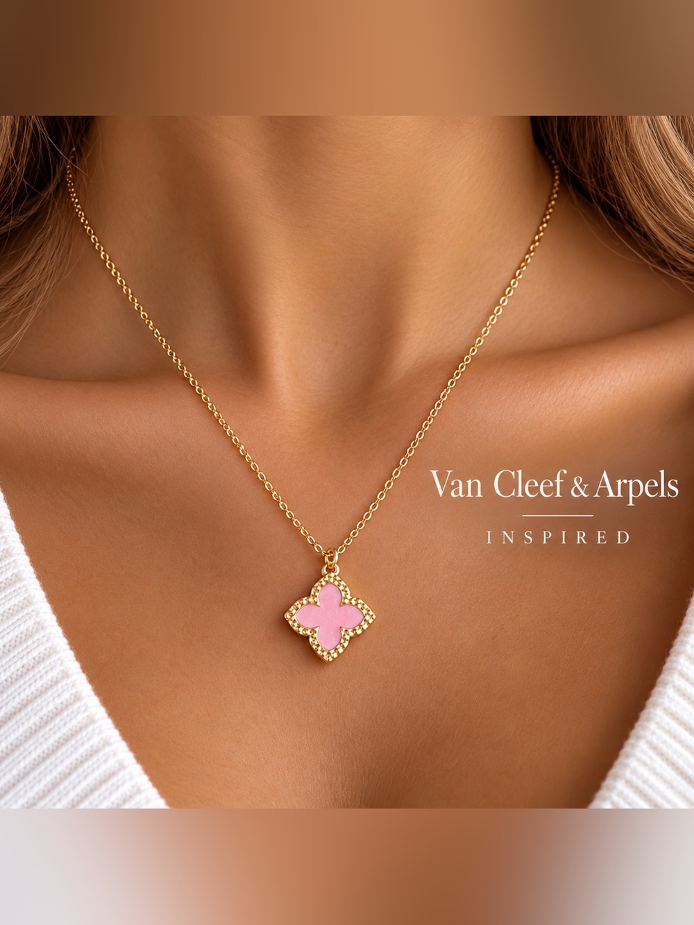 Pink Clover Necklace